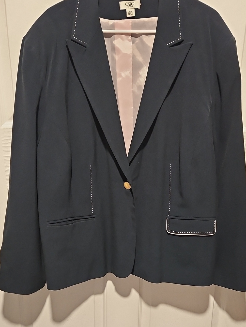Cato Navy Blazer with Light Pink Contrast Stitching 26W
